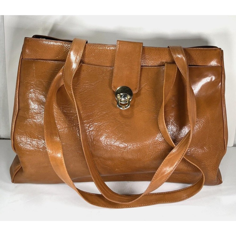 Dillards Vintage  Briefcase Brown Italian Leather Multi Compartment - Distressed